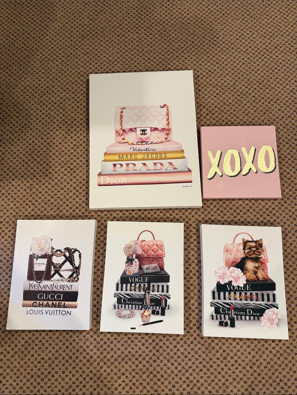 Set of canvas art - high end fashion themed- see pics for dimensions.